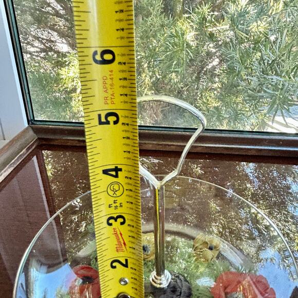 Vintage Chance Glass Anemone Flowers Pattern Small Tidbit Tray / Trinket Dish - Picture 13 of 14